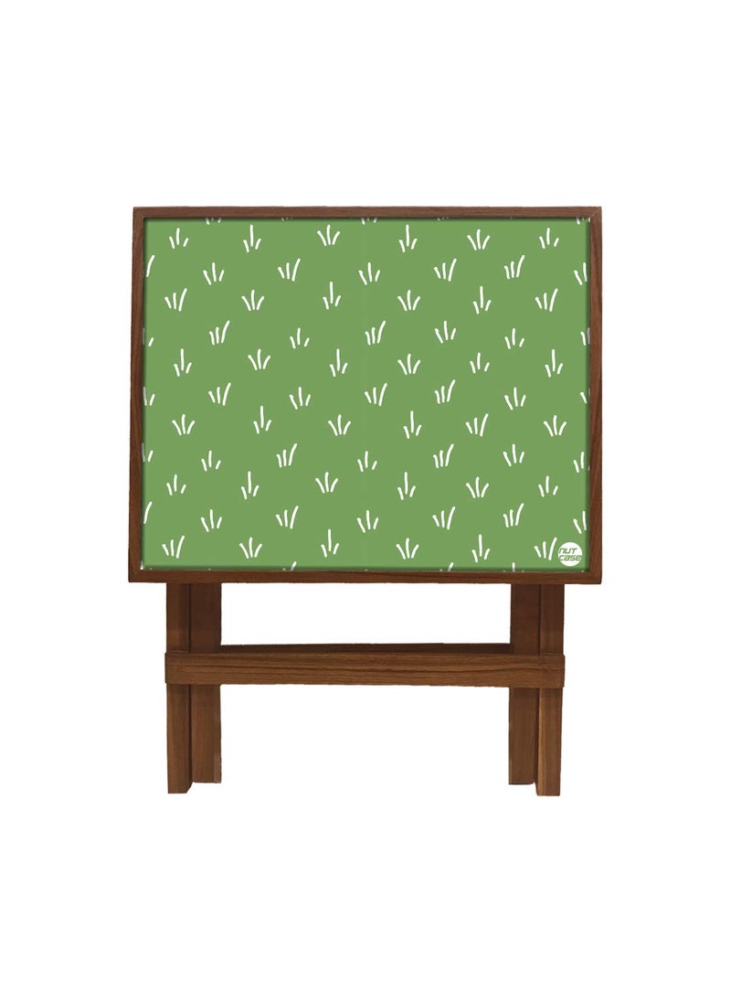 Nutcase Nutcase Designer Teak Wood Side Table Folding Wooden Bedside Coffee Outdoor Picnic Table Green Pattern  - Image 5