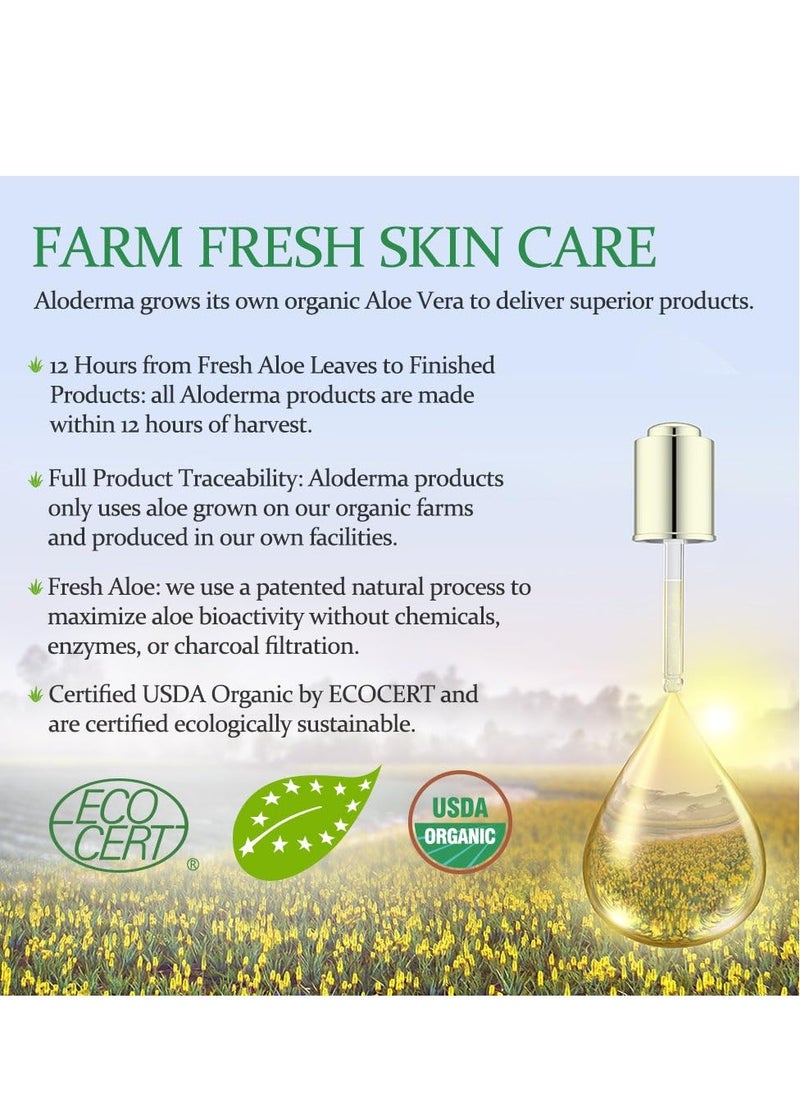 Aloderma Aloderma Organic Aloe Vera Gel for Skin + Tea Tree Oil, Made within 12 Hours of Harvest, Soothing Pure Aloe Vera Gel for Face, Works Great for Oily Skin, Dry Scalp, Aftershave, Natural Aloe - 10.6 Oz  - Image 3