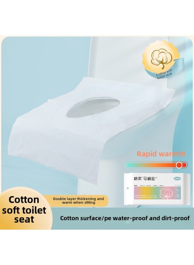 Disposable Bed Sheet Duvet Cover Towels Bath Towels Travel Single Double Suit Sleeping Bag Dirty Hotel Supplies-Color:Winter Cotton Soft Toilet Seat - Thickened And Enlarged M (macaron Color) 5 Pieces - Image 1