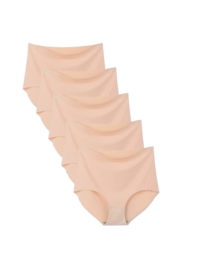 Bolivelan 5 Pack Women's Seamless Hipster Panties Invisible High Waist No Show Ladies Bikini Underwear (US 6/ M, Nude) - Image 1