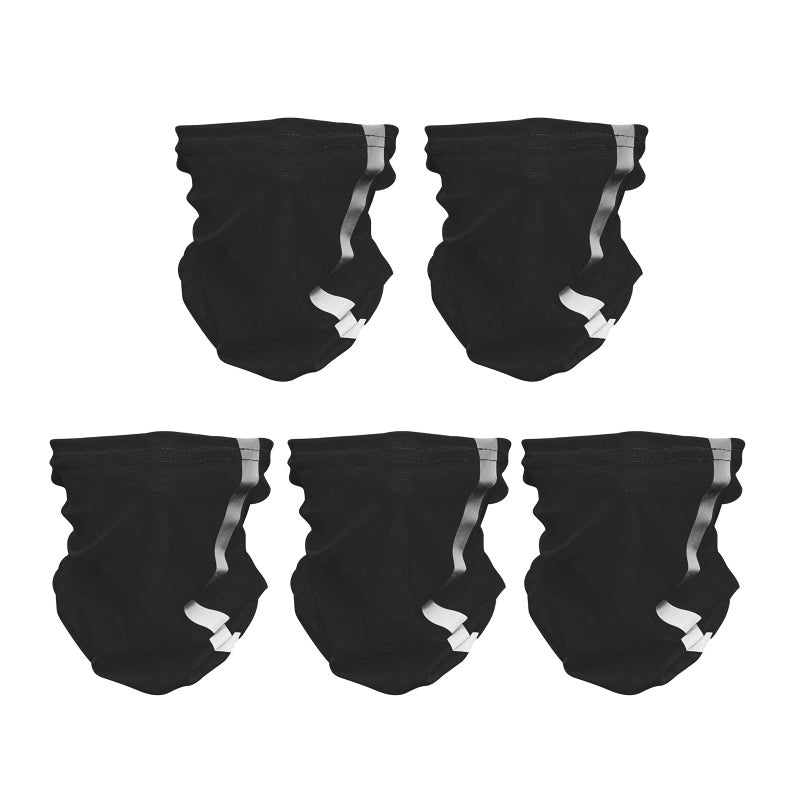 Bilymate 5 Pcs Reflective Stripe Bandana Face Mask Neck Gaiter,Tube Windproof Seamless Scarf Headbands Balaclava Headbands Face Cover (Black) - Image 1