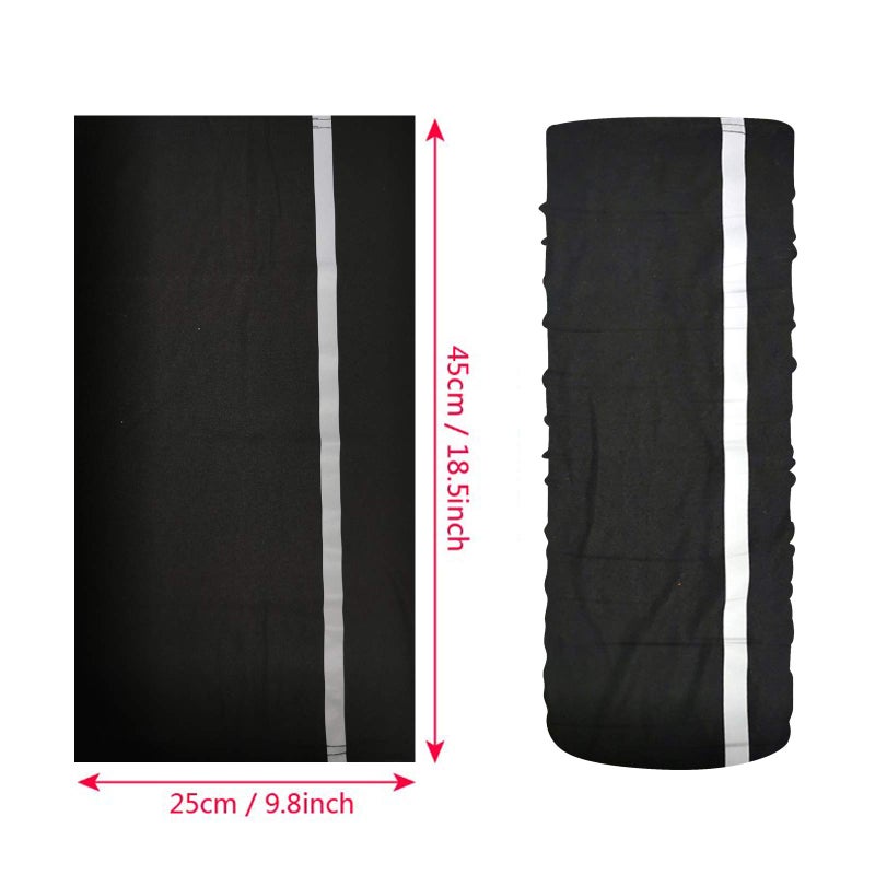Bilymate 5 Pcs Reflective Stripe Bandana Face Mask Neck Gaiter,Tube Windproof Seamless Scarf Headbands Balaclava Headbands Face Cover (Black) - Image 3