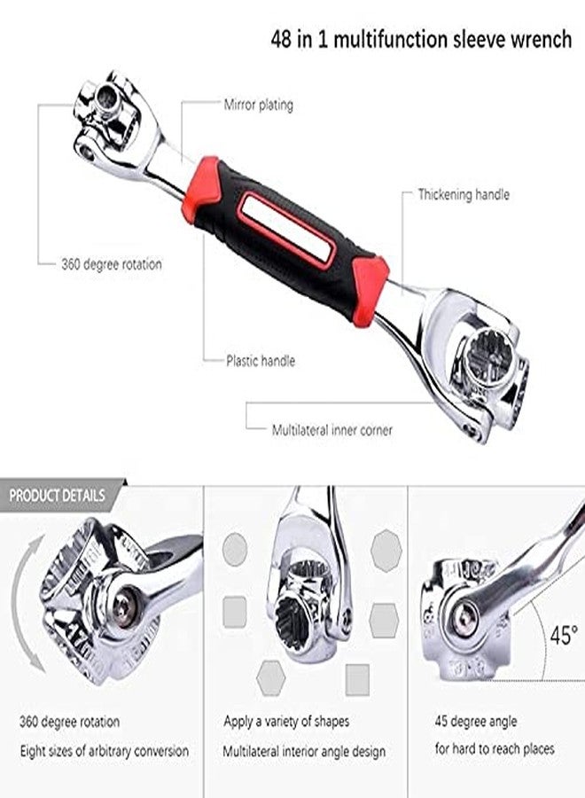 MLD Tiger Wrench 48 in 1 Universal Socket Wrench Multifunction Hand Tool with Spline Bolts 360 Degree Revolving Spanner (Material Plastic and Steel,Multicolor) - Image 2