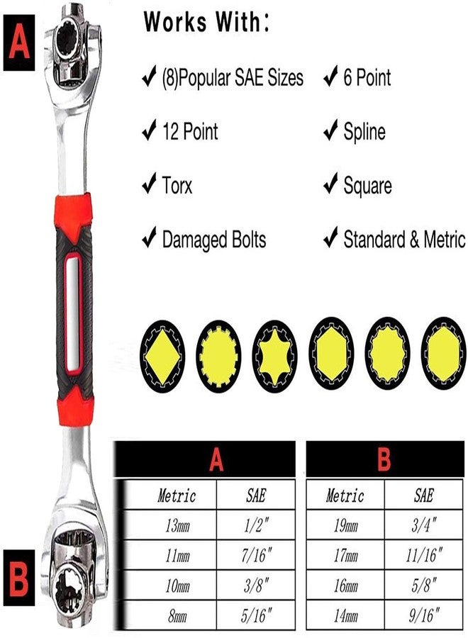 MLD Tiger Wrench 48 in 1 Universal Socket Wrench Multifunction Hand Tool with Spline Bolts 360 Degree Revolving Spanner (Material Plastic and Steel,Multicolor) - Image 4