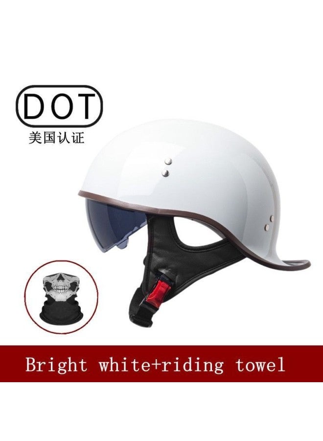 All-Season Reversible Half Helmet with Flip-up Visor & Face Shield for Electric Motorcycle and Bike - Bright White