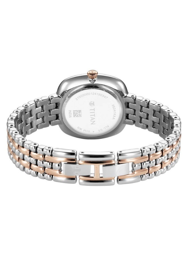 TITAN Aura Quartz Analog Women's Watch 95241KM01 – White Mother of Pearl Dial, Two-Tone Stainless Steel Strap, Quartz Movement, 50m Water Resistance, Elegant & Gift-Ready Timepiece - Image 5