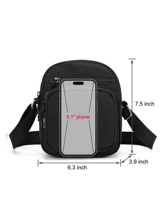 Collsants Small Crossbody Bags for Women Nylon Crossbody Purse Mini Shoulder Handbags, Black, Small - Image 4