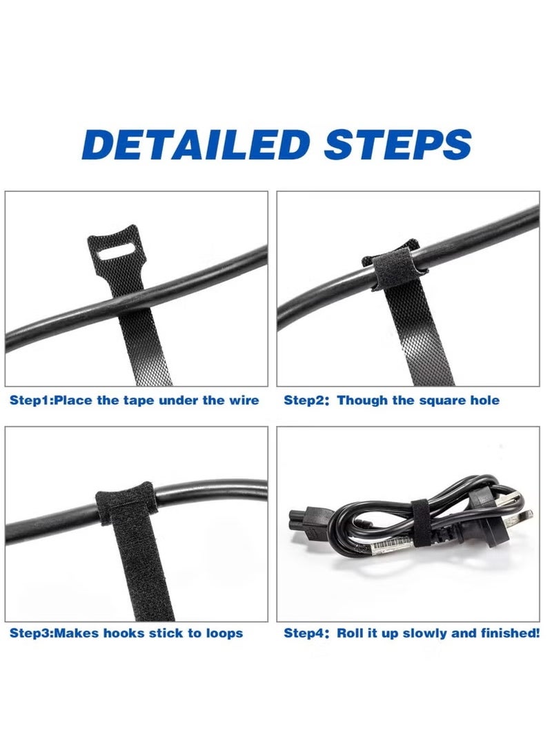 Loquat 100PCS Reusable Cable Ties, Black Adjustable 6-Inch Cord Organizer Ties, Multi-purpose Hook Loop Cable Management Wire Ties for Organizing Home, Office, Data Centers - Image 5