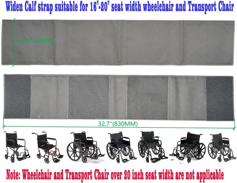 ForconMed Calf Strap for Wheelchair and Transport Chair,16"-20" seat Width Universal,Leg Strap Support Lower Leg,Widened Size:L32.7"*W6.3",Oxford Cloth Material,Wheelchair Universal Replacement Parts 1Ea,Black - Image 3