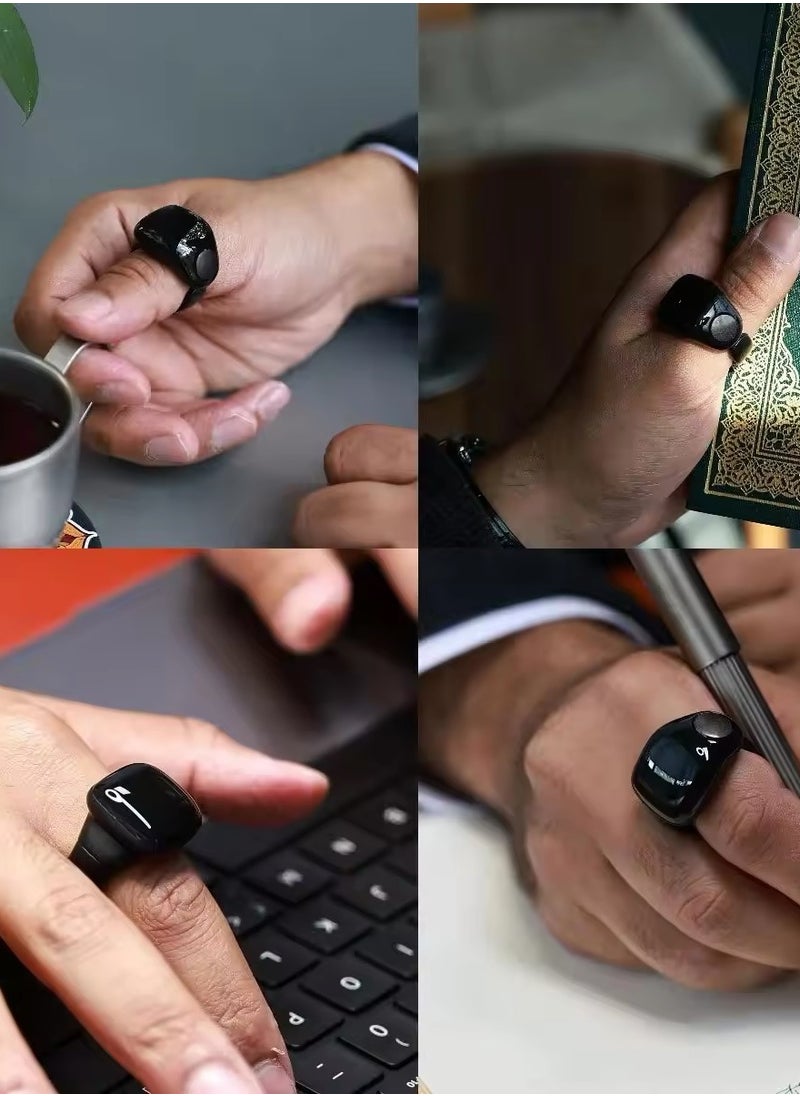 SH PROTECT TOUCH - Zikr Ring Smart Tasbeeh Counter Weslamic iTasbih Ring - Salam Prayer timing reminder,OLED display,IPX67 Waterproof, Adjustable Ring (18mm Plus 20mm) - Image 1