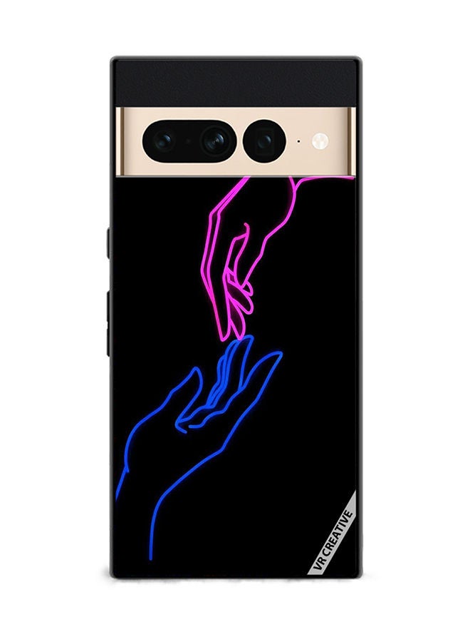 VR CREATIVE Protective Case Cover For Google Pixel 7 Pro Hands In Neon Lights Design Multicolour