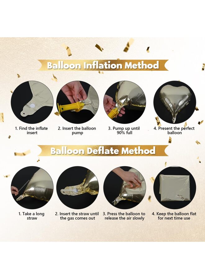 بالون رقم كبير بلون ذهبي شامبانيا، بالونات فويل مع هيليوم ذهبي فاتح، بالون على شكل قلب ونجمة بلون كريمي بيج مقاس 18 بوصة، بالون رقمي ذاتي النفخ مقاس 40 بوصة لتزيين حفلات أعياد الميلاد - Image 3