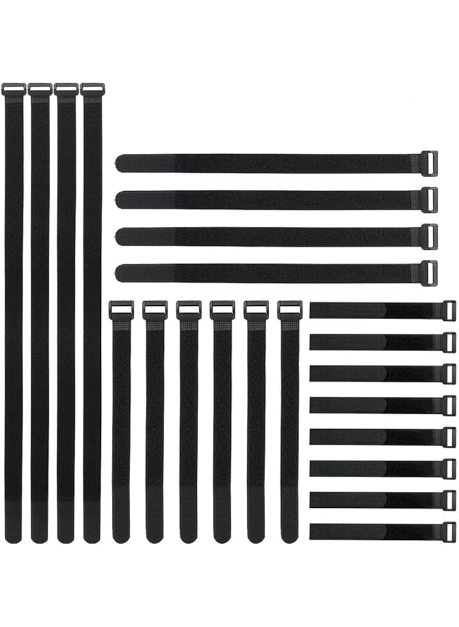 Green Tiger Reusable Fastening Cable Straps and Cable Ties Set, Pack of 24 (8in-12in-18in-24in) - Image 1