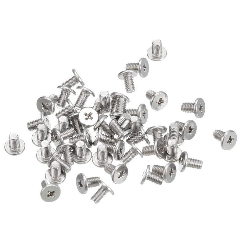 uxcell M3-0.5 x 5mm 100Pcs Flat Round Head Screws 304 Stainless Steel Phillips Drive Machine Screws Hardware Fastener for Furniture Connection - Image 1