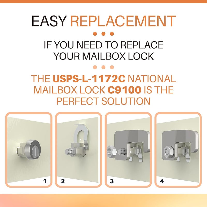 Xinxinlin 1570 Replacement Mail Box Lock Replacement for Florence F Series CBU & 4C Mail Units L-1172C, C9100 with 3 Keys and a Latch, Replacement USPS Mailbox Key Lock - Image 4