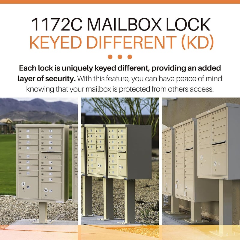 Xinxinlin 1570 Replacement Mail Box Lock Replacement for Florence F Series CBU & 4C Mail Units L-1172C, C9100 with 3 Keys and a Latch, Replacement USPS Mailbox Key Lock - Image 5