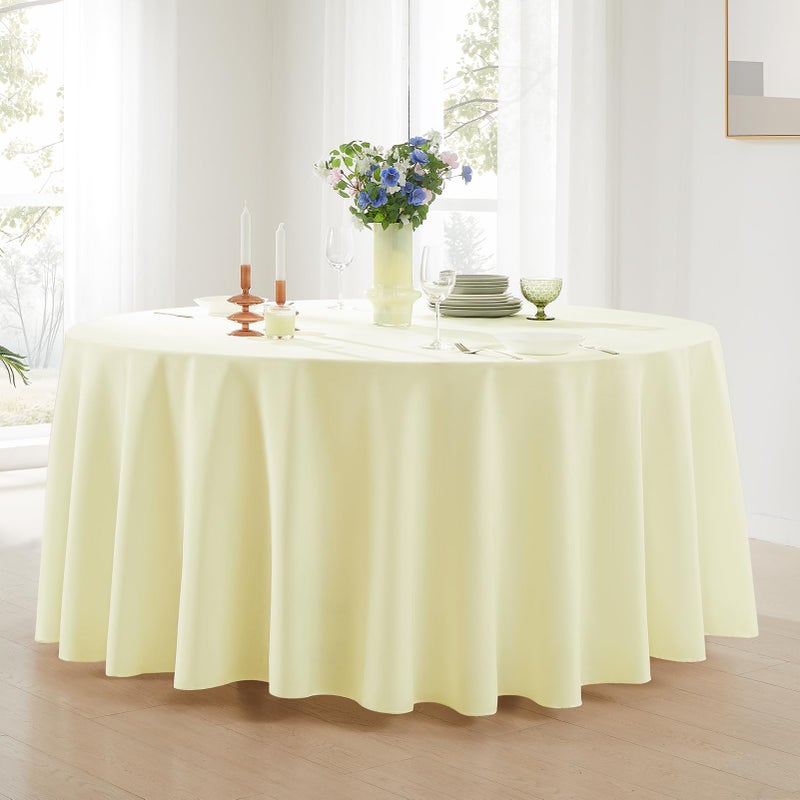 Aocoz Round Tablecloth 120 Inch Tablecloth 10 Pack Ivory Table Cloths Washable Decorative Polyester TableClothes Cover for Dining Table Banquets Buffet Parties and Wedding - Image 2