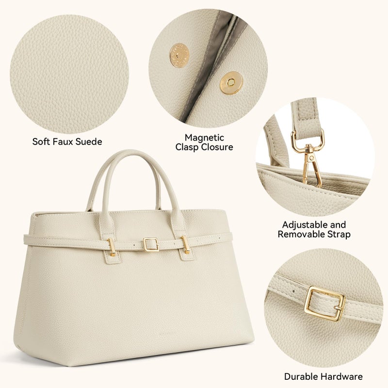 BOSTANTEN Top Handle Purses for Women Trendy Satchel Bag Suede Vegan Leather Tote Bags Crossbody Handbags with Adjustable Strap - Image 4
