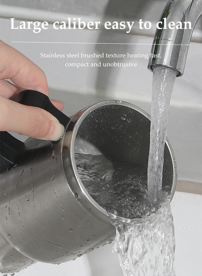 DUNISO كوب تسخين السيارة، كوب قهوة كهربائي من الفولاذ المقاوم للصدأ للسفر، كوب ترمس للسيارة، بطانة داخلية من الفولاذ المقاوم للصدأ، مزود بوسادات مضادة للانزلاق، مناسب لتسخين الحليب، الماء، القهوة، الشاي، 120 واط، 500 مل - Image 4