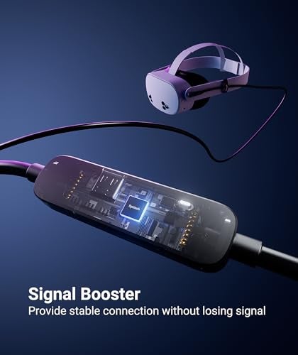Syntech Link Cable 26 FT with Signal Booster Compatible with Meta/Oculus Quest 3, Quest2/Pro/Pico4 Accessories and PC/SteamVR, High Speed Data Transfer, USB 3.0 to USB C Cable for VR Headset, Black - Image 2