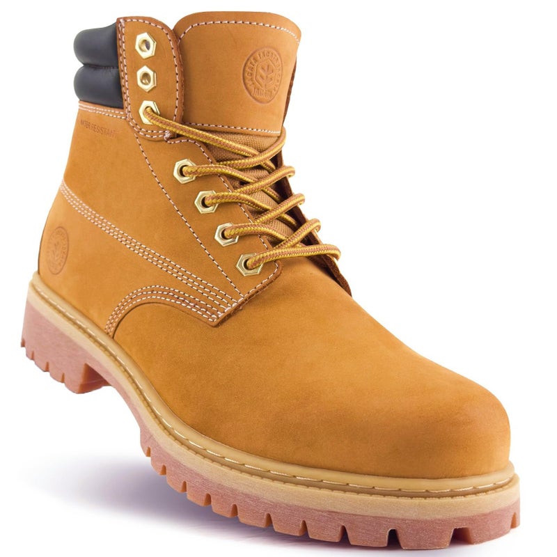Jacata Work Boots For Men Steel/Soft Toe Non Slip Rubber Sole Resistant Utility Oil Mens Industrial Construction Boot(Wheat Size 6) - Image 1