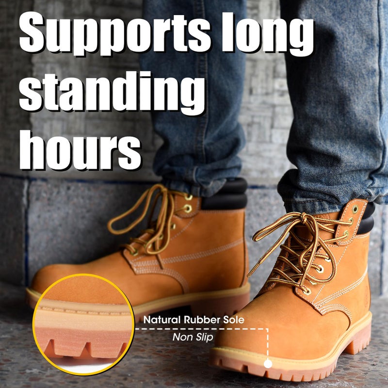 Jacata Work Boots For Men Steel/Soft Toe Non Slip Rubber Sole Resistant Utility Oil Mens Industrial Construction Boot(Wheat Size 6) - Image 2