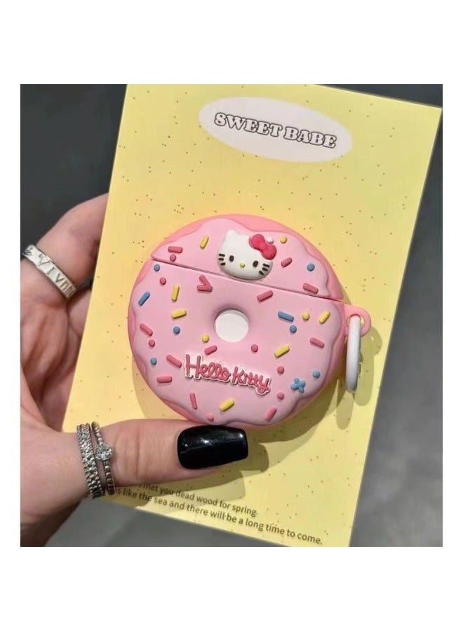 Cartoon Three-color Cloth Cloth For Airpods4 Apple Wireless Bluetooth Earphone Case 1/2/3/Pro2 Earphone Case-Color:Donuts + Hooks-Applicable Models:Airpods 3rd Generation - Image 1