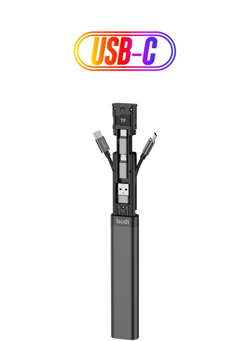 fonefunshop Budi 9-in-1 Essential Travel Charging & Data Sync Cable Stick - Black - Image 1