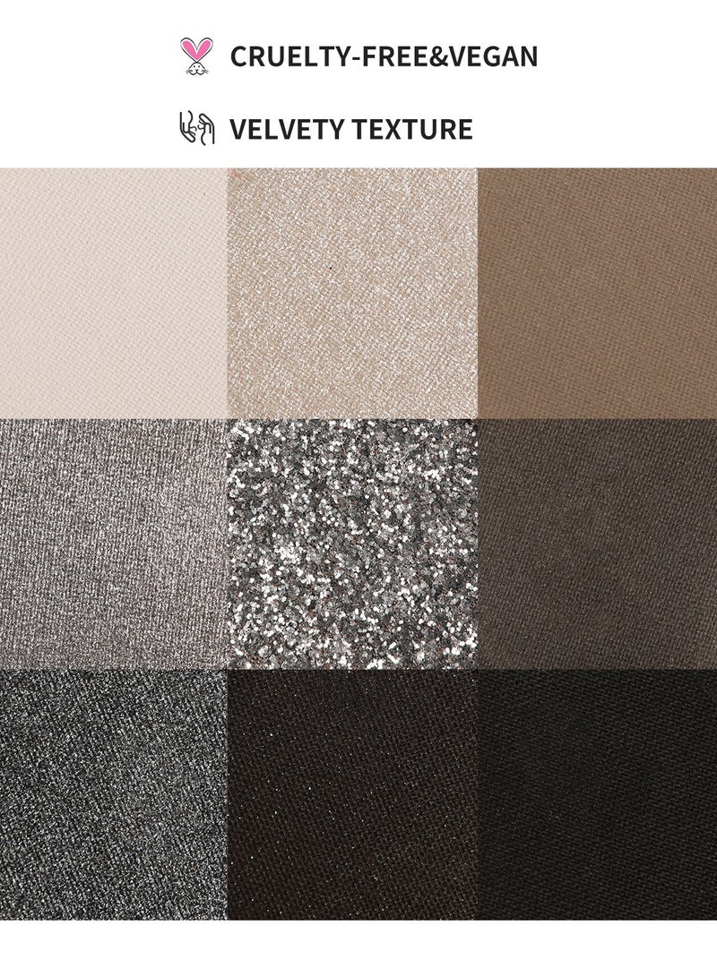 docolor Eyeshadow Palette 9 Colors Black Pearlescent Gemstone Shadow Palette Highly Pigmented Mattes Shimmers Naked Smokey Glitter Cream Colorful Powder Blendable Long Lasting Waterproof Makeup Palette  - Image 3