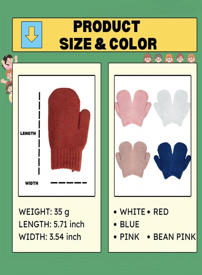 PLZSITDOWN Toddler Winter Mittens Solid Knitted Cold Protection Magic Gloves Mitten for Boys Girls Pink - Image 3