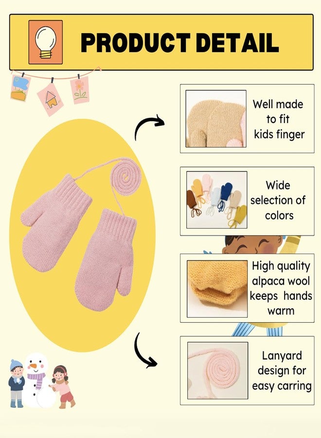 PLZSITDOWN Toddler Winter Mittens Solid Knitted Cold Protection Magic Gloves Mitten for Boys Girls Pink - Image 2