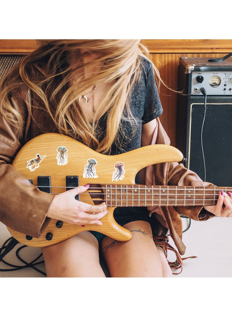 قوس قزح أورينبو ملصقات حب الصيف للشاطئ، 50 قطعة من ملصقات الكائنات البحرية الملونة الكرتونية اللطيفة لأجهزة الكمبيوتر المحمول وزجاجة الماء، مجموعة ملصقات جمالية كرتونية حيوية للفتيات المراهقات - Image 4