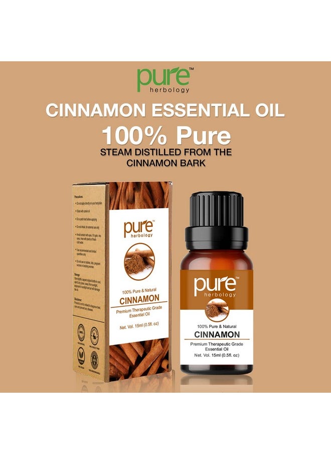Pure Herbology Pure Herbology Natural & Pure Cinnamon Essential Oil Helps Reduce Dandruff, Lightens Scars & Blemishes - Cruelty Free - 15ml  - Image 2