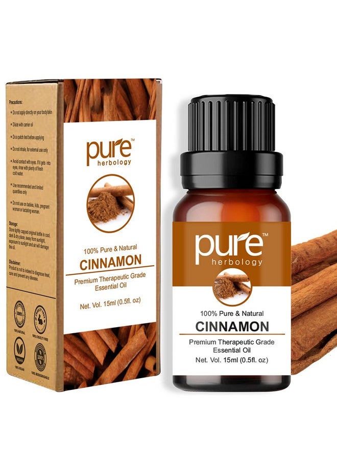 Pure Herbology Pure Herbology Natural & Pure Cinnamon Essential Oil Helps Reduce Dandruff, Lightens Scars & Blemishes - Cruelty Free - 15ml  - Image 1