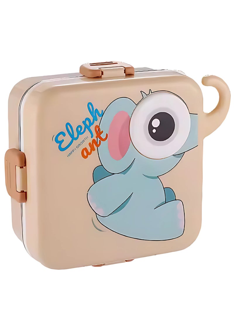 Twisoo Twisoo Kids Lunch Box Stainless Steel Insulated – Double Decker Leakproof Bento Box with Spoon, Soup Bowl, Dishwasher Safe, Durable, Perfect for School or Travel 1120ml (Elep New Cream)  - Image 1