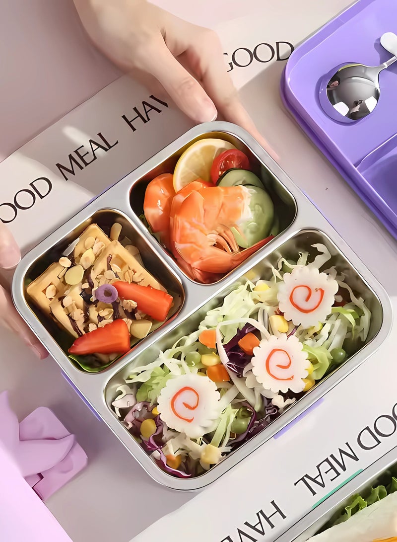 Twisoo Twisoo Kids Lunch Box Stainless Steel Insulated – Double Decker Leakproof Bento Box with Spoon, Soup Bowl, Dishwasher Safe, Durable, Perfect for School or Travel 1120ml (Elep New Cream)  - Image 2