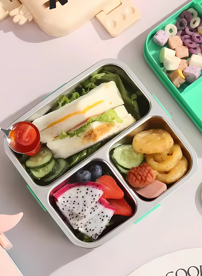 Twisoo Twisoo Kids Lunch Box Stainless Steel Insulated – Double Decker Leakproof Bento Box with Spoon, Soup Bowl, Dishwasher Safe, Durable, Perfect for School or Travel 1120ml (Elep New Cream)  - Image 3