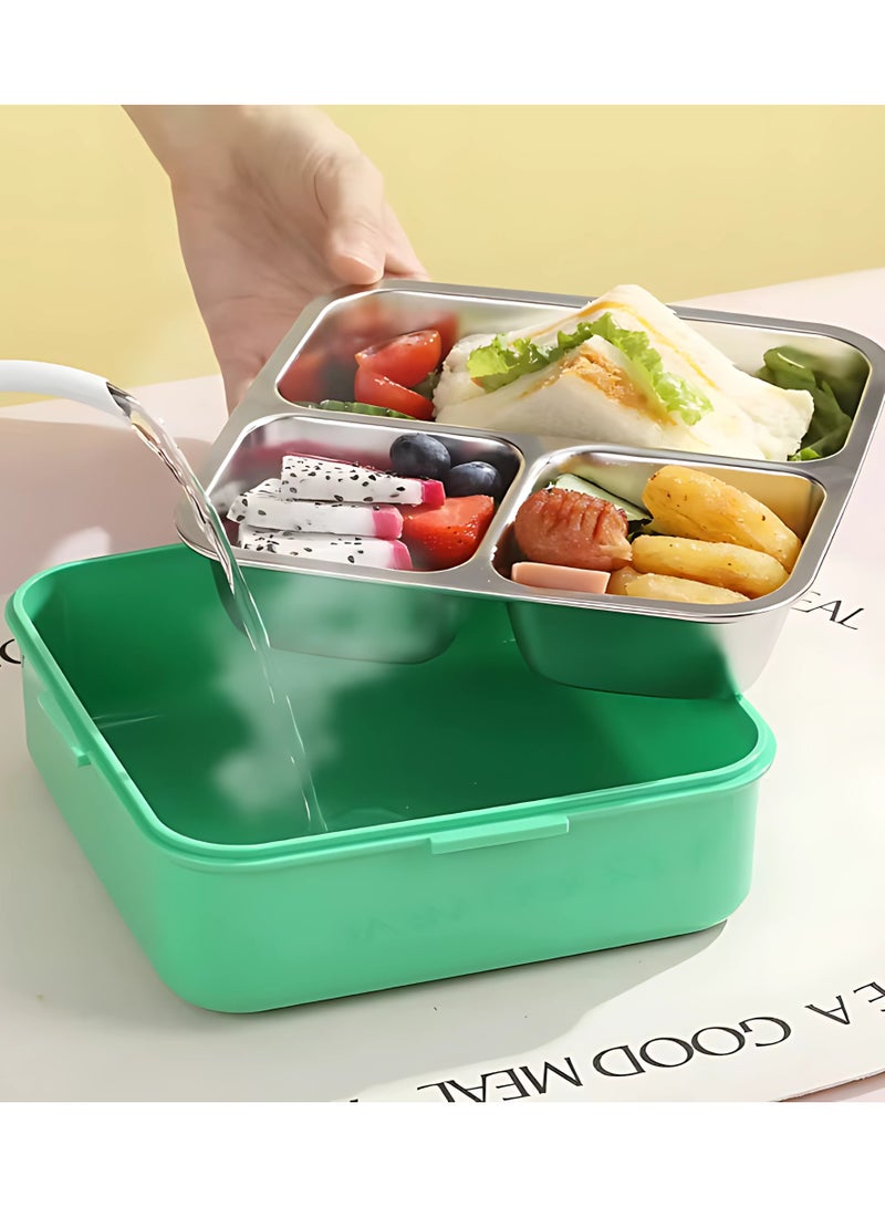 Twisoo Twisoo Kids Lunch Box Stainless Steel Insulated – Double Decker Leakproof Bento Box with Spoon, Soup Bowl, Dishwasher Safe, Durable, Perfect for School or Travel 1120ml (Elep New Cream)  - Image 5