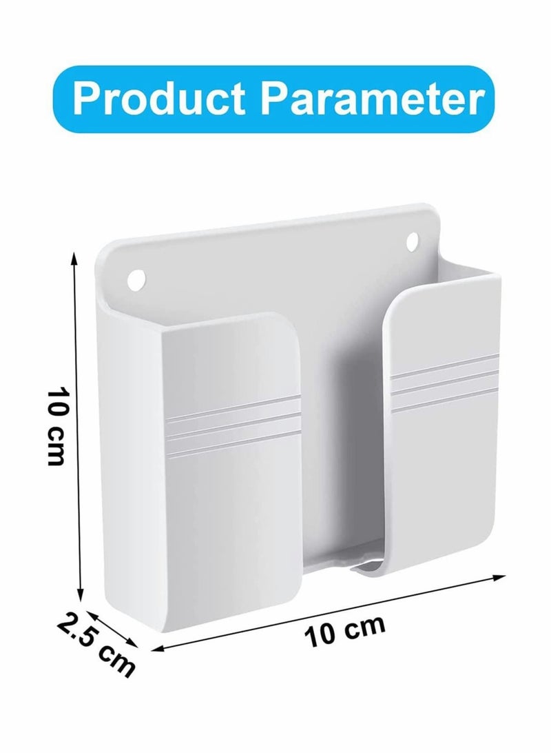 Excefore 8 Pieces Wall Mount Phone Holder, Adhesive Remote Control Storage Box Wall Mount Charging Phone Stand Holder Adhesive Non Slip Media Organizer Storage Box for Bedroom Kitchen Bathroom (White) - Image 4