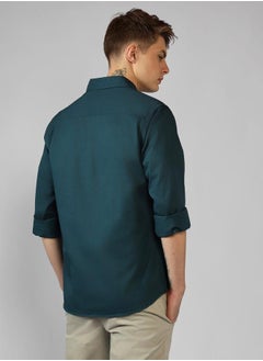 Dennis Lingo Regular Fit Teal Blue Cotton Casual Shirt  - Image 5