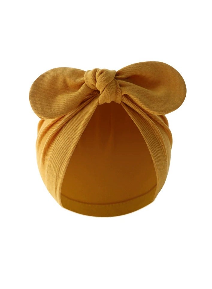Cute Baby Bowknot Cap  Beanie Yellow For 6 Month to 24 Month Baby