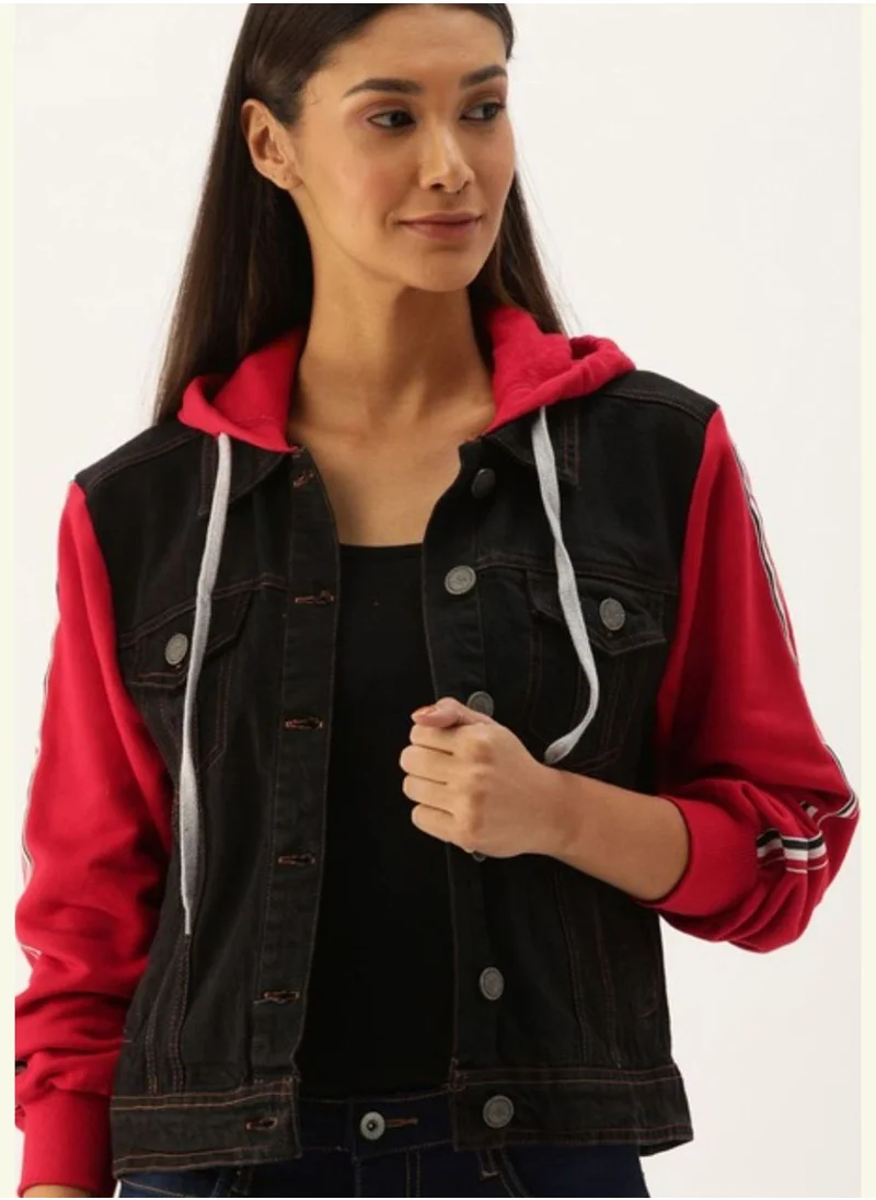 Campus Sutra Stylish Color block Jeans Jacket