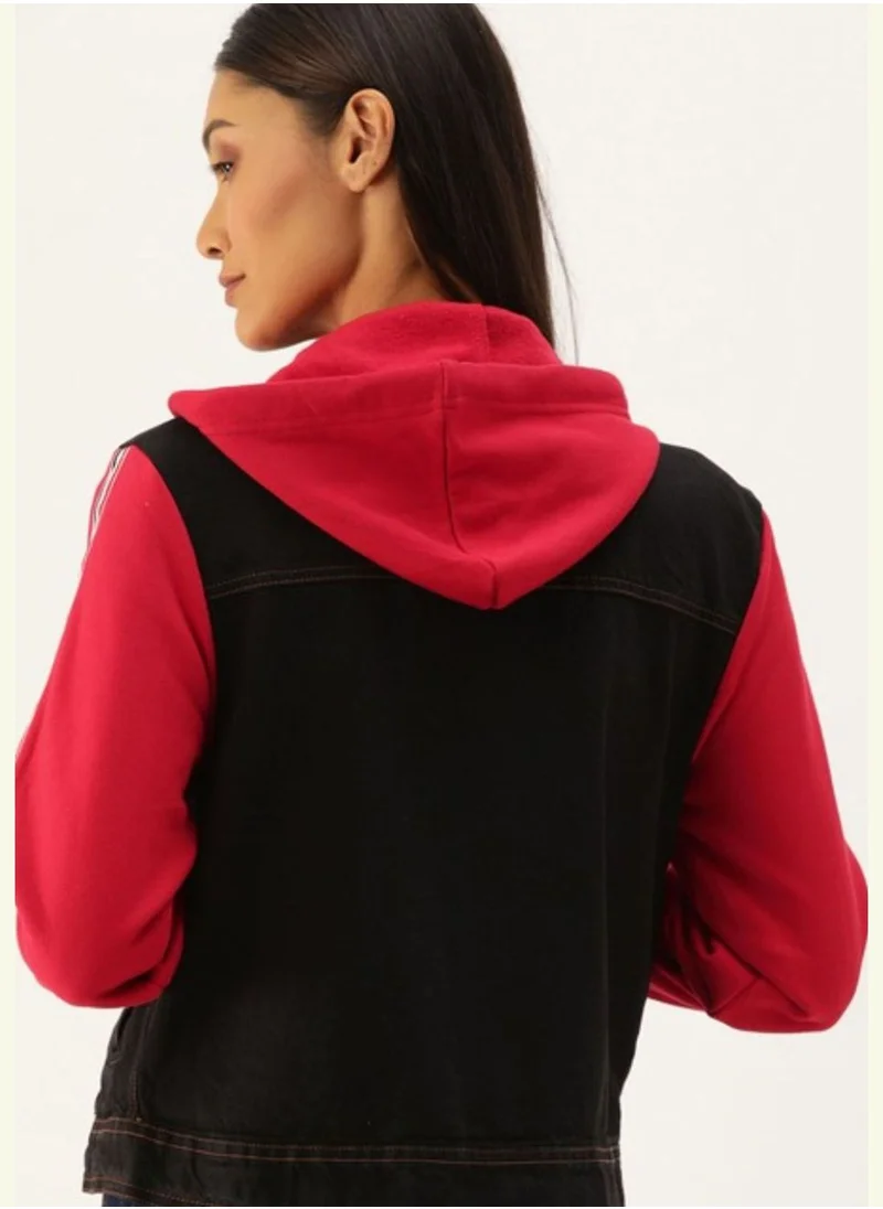 Campus Sutra Stylish Color block Jeans Jacket