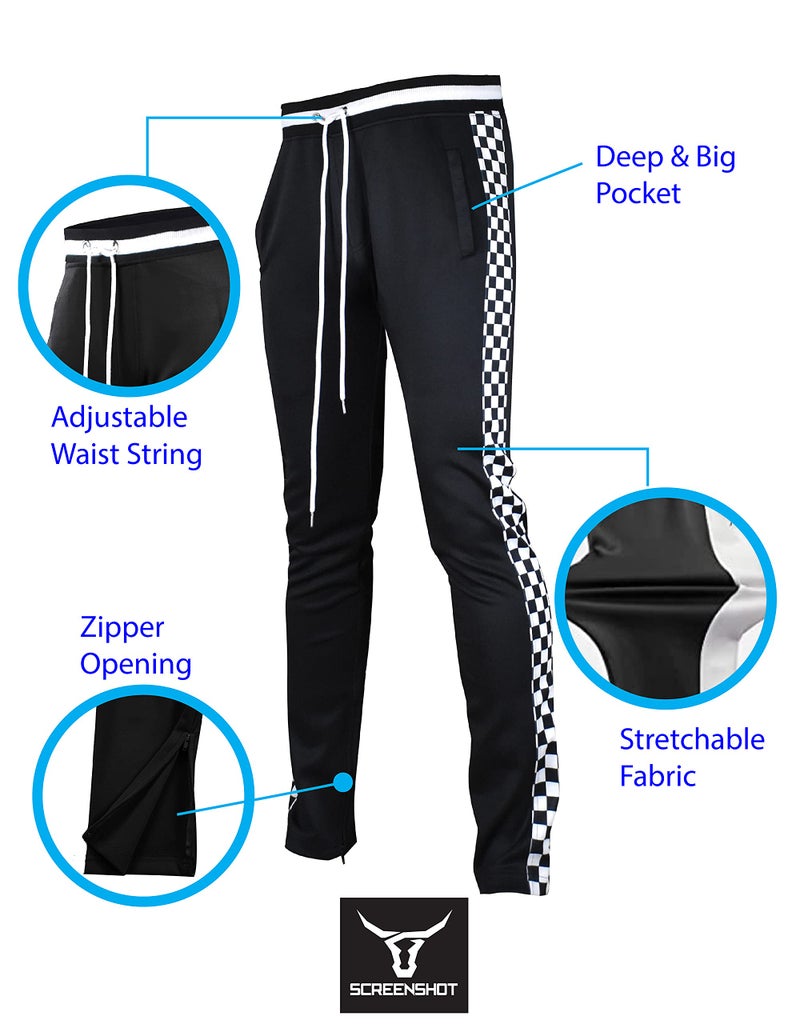 SCREENSHOT Men's Athletic Fitness Slim Fit Workout Track Pants BASIC P11854-Black-Small - Image 3