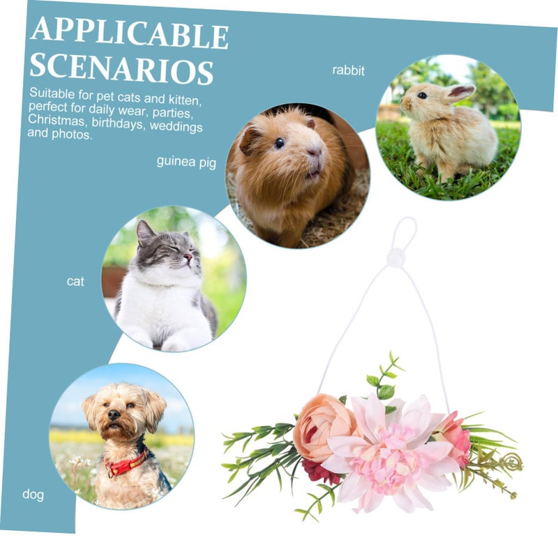 PET Floral Headband Wreath Crown for Dogs and Cats Adjustable Summer Party - Image 5
