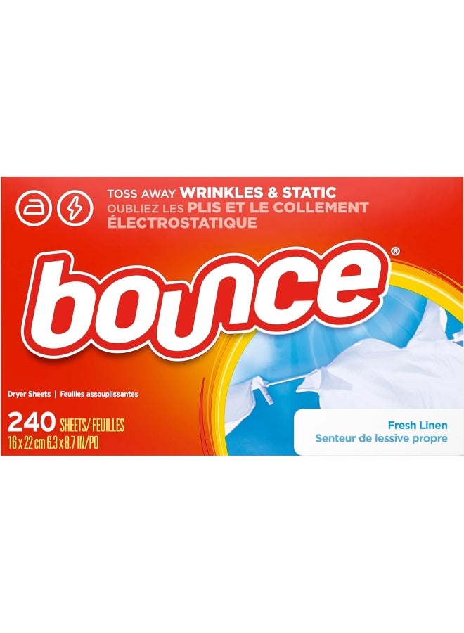 Bounce Dryer Sheets Laundry Fabric Softener, Fresh Linen Scent, 240 Count - Image 1