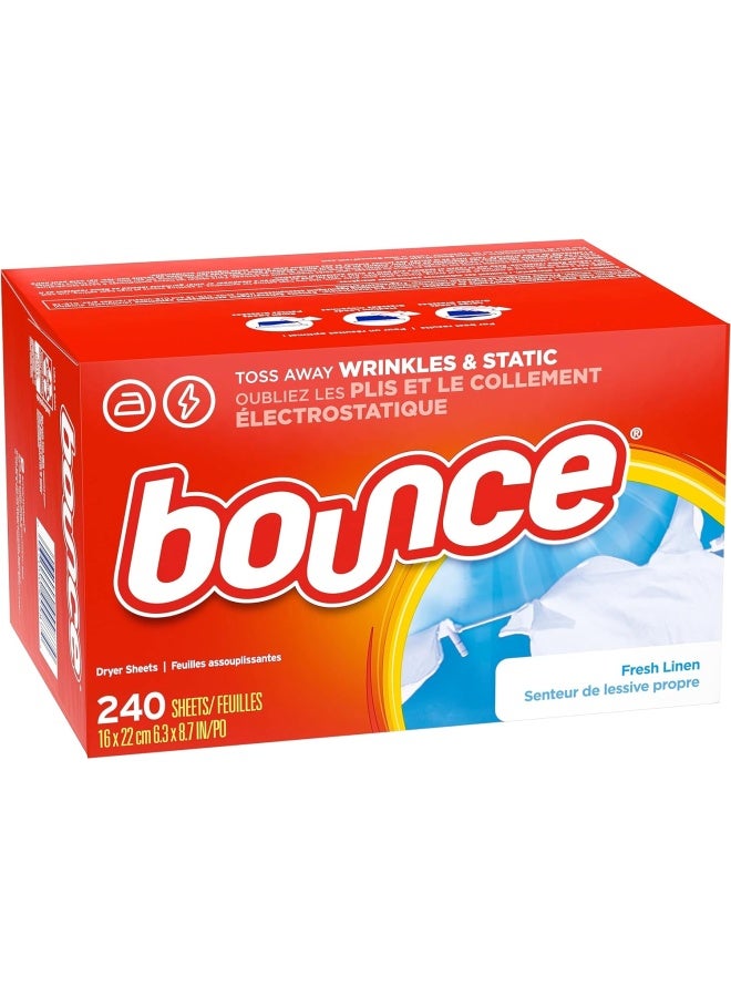 Bounce Dryer Sheets Laundry Fabric Softener, Fresh Linen Scent, 240 Count - Image 2