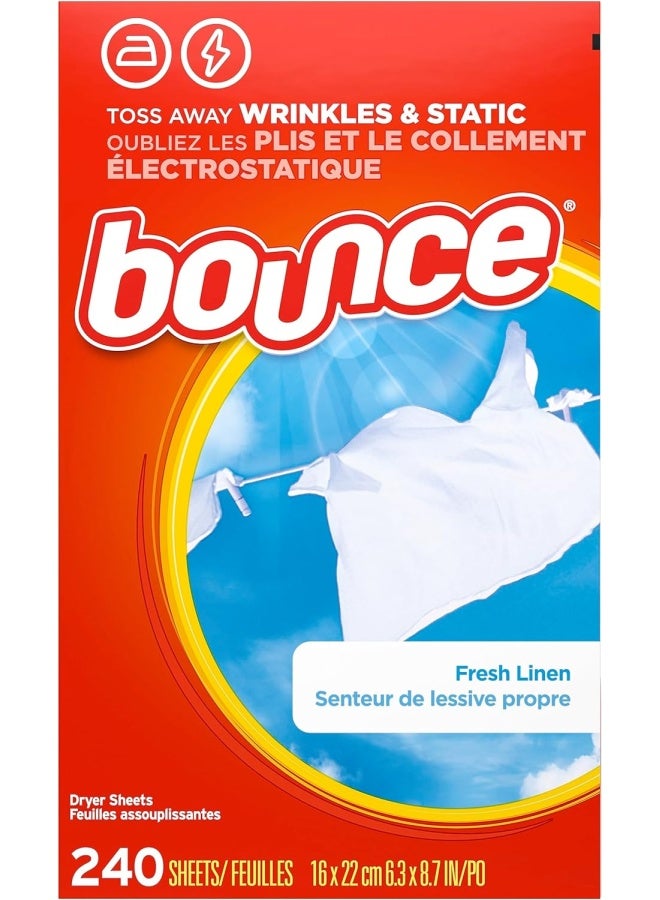 Bounce Dryer Sheets Laundry Fabric Softener, Fresh Linen Scent, 240 Count - Image 3
