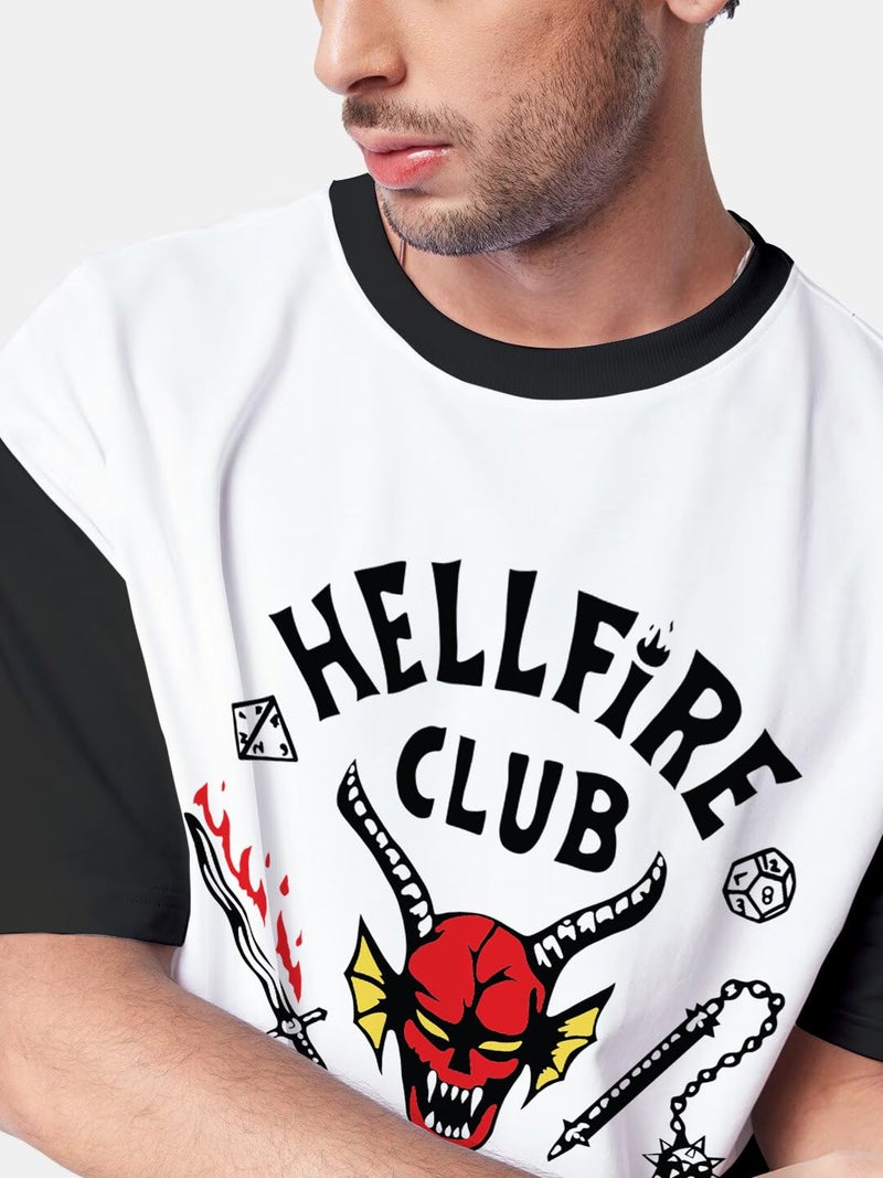 crazymonk Hellfire Club Oversized T-Shirt- White- L - Image 4