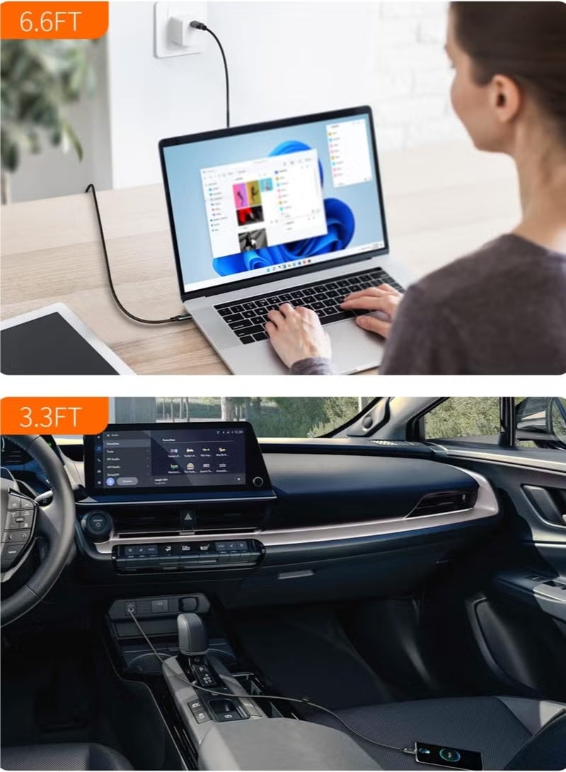 كابل كرييشن كابل USB C إلى USB C بطول 3.3 قدم، PD 100 وات مع شاشة LED، كابل USB C مضفر، شحن سريع في الوقت الفعلي لأجهزة iPad Air وPro وMacBook Pro وGalaxy S23/S22/S21 وPixel Steam Deck وPS5، بطول 1 متر، أسود - Image 2